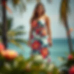 Elegant plus size swim dress in vibrant floral pattern