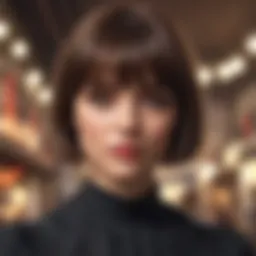 Elegant bob wig with bangs showcased on a mannequin