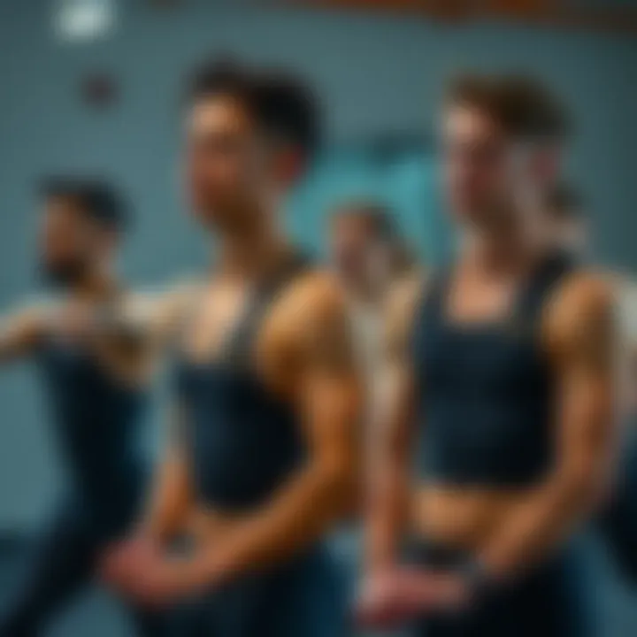 Group of individuals engaging in fitness while wearing vests