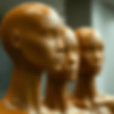 Sustainable materials used for crafting brown mannequin heads.