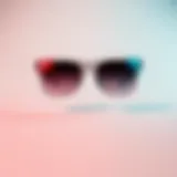 A stylish pair of clear Y2K sunglasses on a minimalist background.