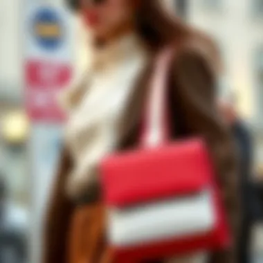 Stylish Outfit Coordination Fashionable outfit complemented by a stylish colorblock shoulder bag