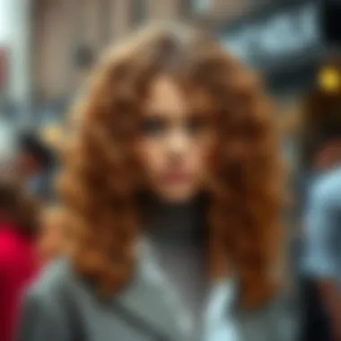 Stylish individual showcasing various hairstyles with curly colored extensions