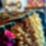 Vibrant array of curly colored clip-in hair extensions arranged aesthetically