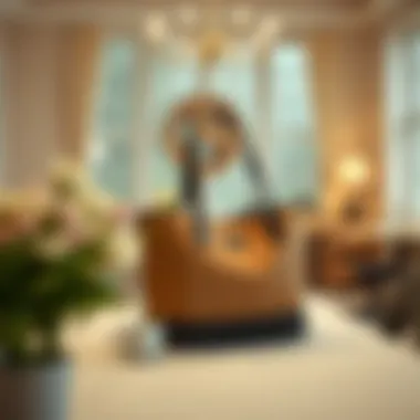 Chic lunch tote displayed on a dining table