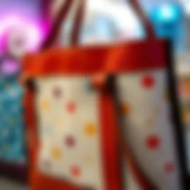 Close-up of a lunch tote featuring unique design elements