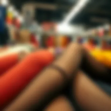 Variety of Fabric Choices for Suspender Pantyhose A display of various fabric choices for suspender pantyhose