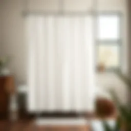 Elegant farmhouse shower curtain in a rustic bathroom setting