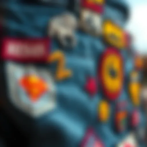 Creative denim patchwork showcasing various designs