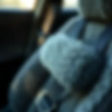 Detailed Texture of Fuzzy Seat Belt Cover Close-up of a fuzzy seat belt cover showcasing its texture