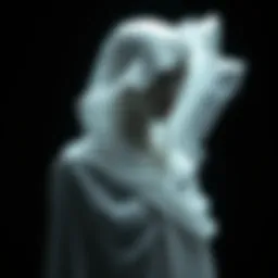 A hauntingly beautiful garment draped in ethereal fabrics, symbolizing the essence of ghost fashion.