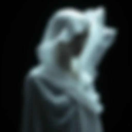 Ethereal Essence of Ghost Fashion A hauntingly beautiful garment draped in ethereal fabrics, symbolizing the essence of ghost fashion.