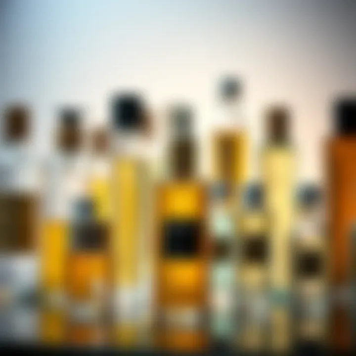 Stylish arrangement of various glass roller bottles