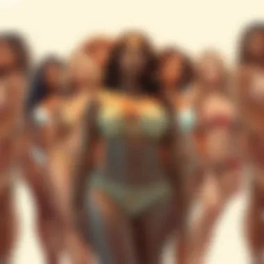 A vibrant collage of diverse lingerie styles representing body positivity