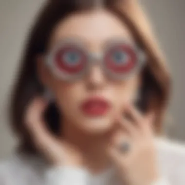 A stylish individual wearing multiple googly eye rings in an artistic setting