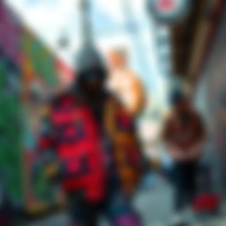 An eclectic mix of fabrics and patterns in streetwear
