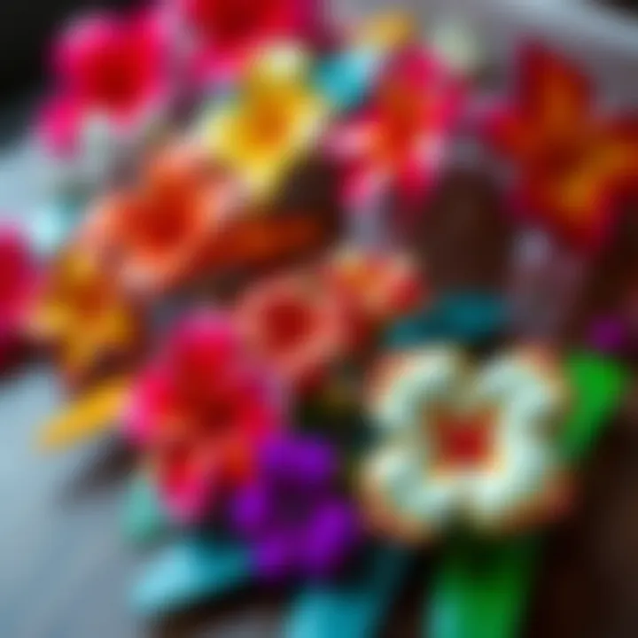 Vibrant Hawaiian Flower Claw Clips Elegant display of Hawaiian flower claw clips showcasing vibrant colors and unique designs