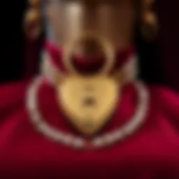 Elegant heart lock collar displayed on a velvet background
