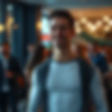 Individual confidently wearing compression shirt in social setting