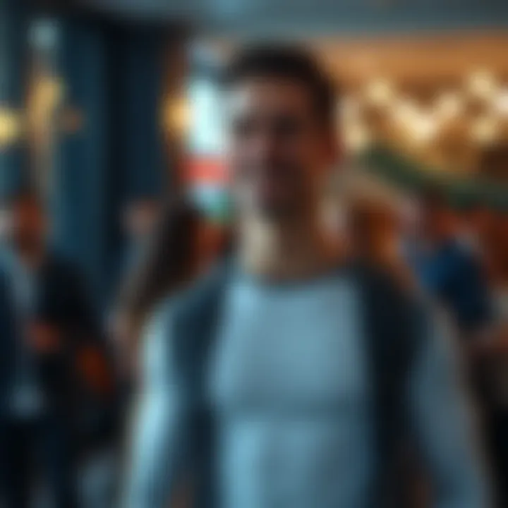 Individual confidently wearing compression shirt in social setting