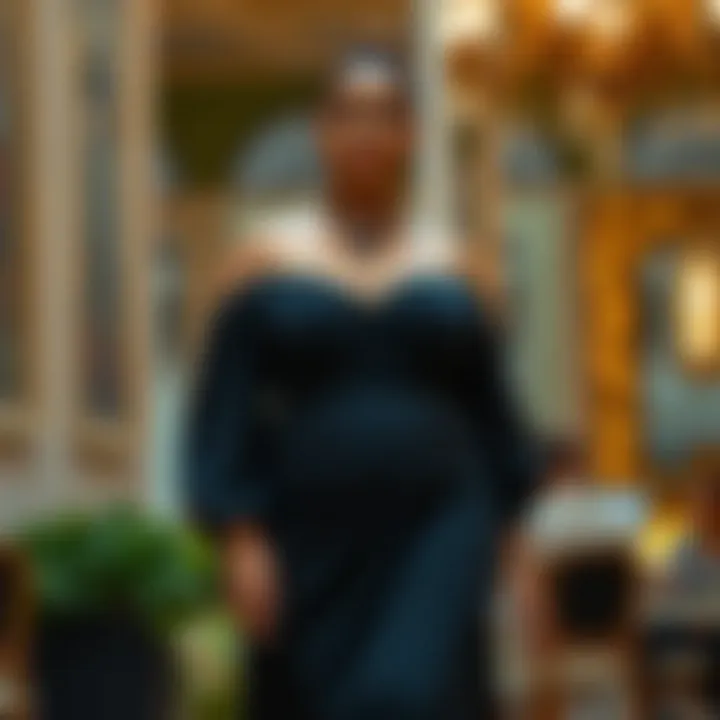 Evening Wear Midi Dress with Accessories An accessorized plus-size midi dress perfect for evening wear