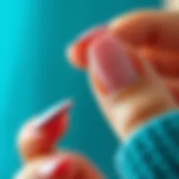 Close-up view of a cuticle guard applied around nails