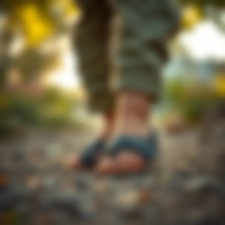 Newborn wearing barefoot sandals outdoors