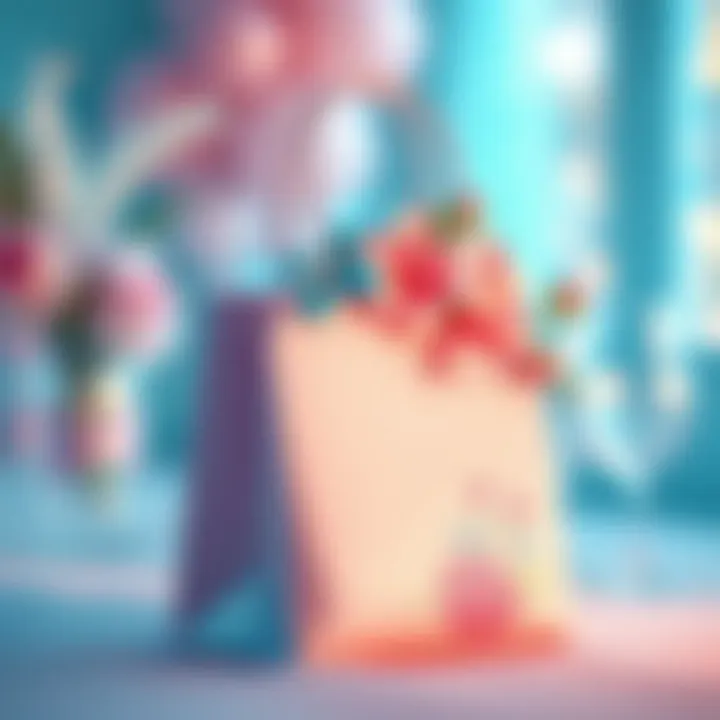 Elegant pastel goodie bag adorned with delicate floral accents