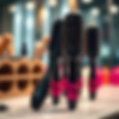 An elegant display of hairbrushes designed for specific styling functionalities.