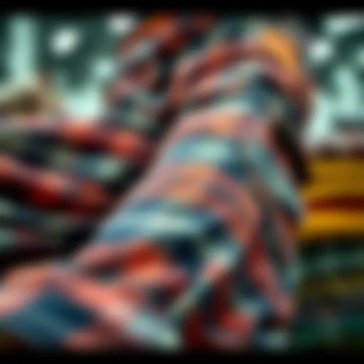 A variety of fabric textures showcasing plaid cargo pants