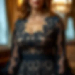 Elegant plus size evening top with intricate lace detailing