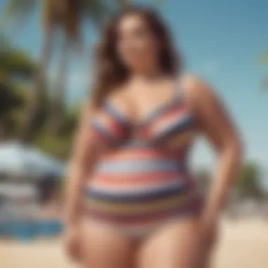 Stylish beach setting showcasing plus size swimwear