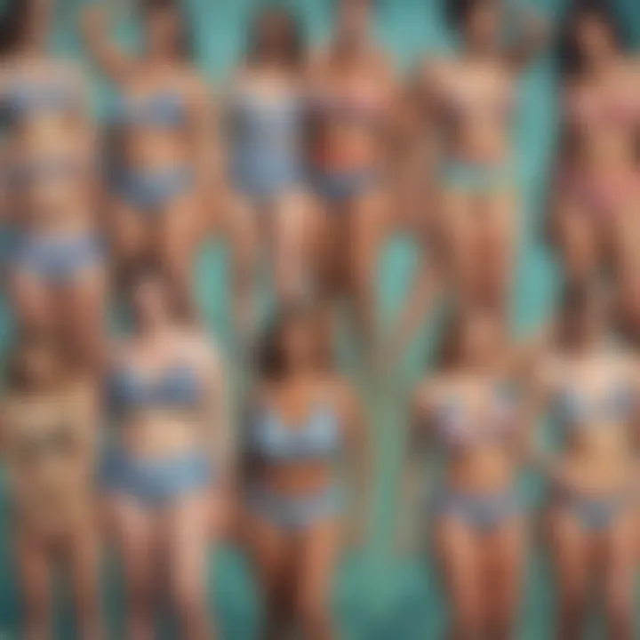 Variety of striped swimsuits for diverse body types