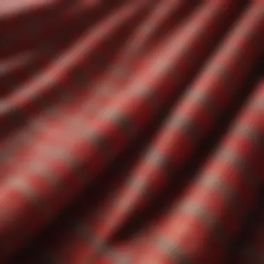 Close-up of red plaid fabric showcasing its texture