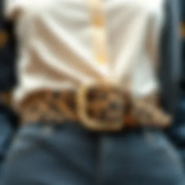 Chic Leopard Print Belt Chic leopard print belt accentuating a fashionable outfit