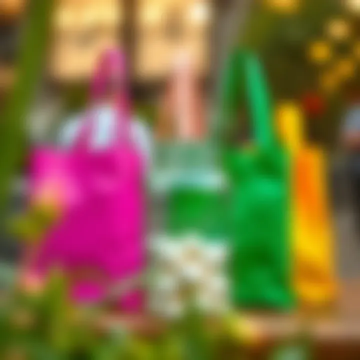 A collection of colorful reusable mason jar bags displayed elegantly