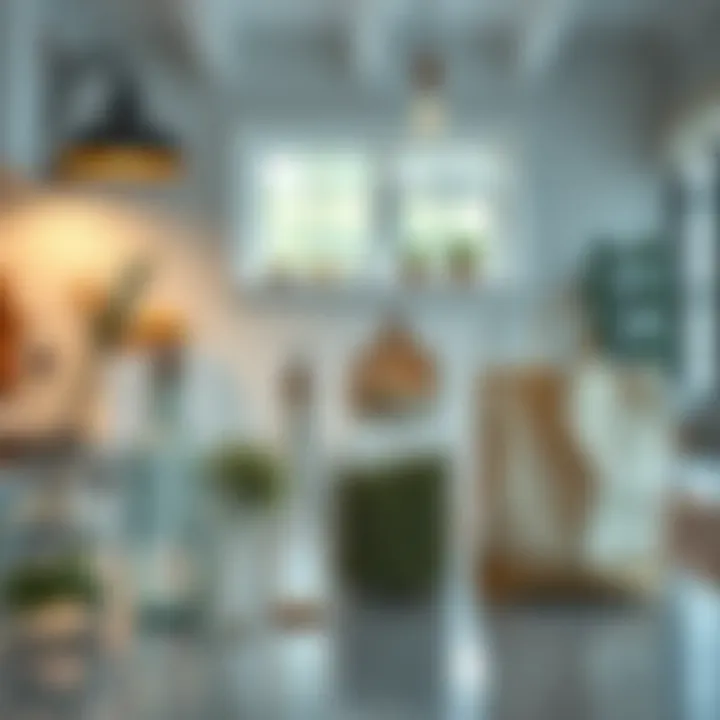 A serene kitchen setting featuring mason jar bottles and bags