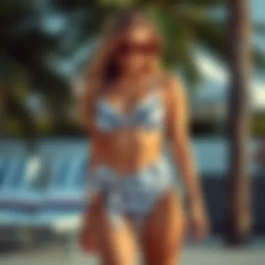 Chic Combination: Wrap and Bikini Ensemble Stylish pairing of swimsuit bottom wrap with a bikini