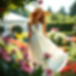 Charming illustration of a sun dress in a garden setting