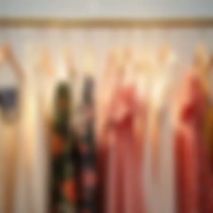 Variety of sun dress styles displayed on hangers
