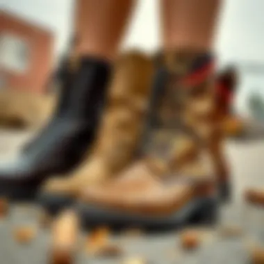 Close-up of unique patterns and textures on funky boots