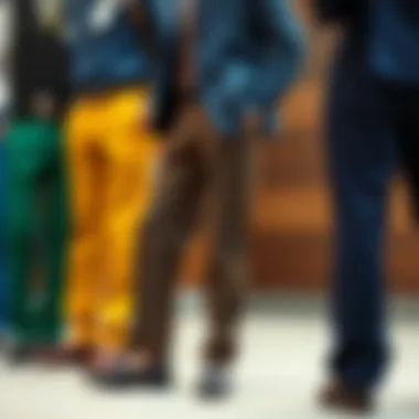 Various color swatches for trendy dress pants