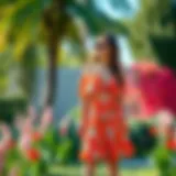 Vibrant Summer Two-Piece Skirt Set A vibrant summer two-piece skirt set in a sunny garden