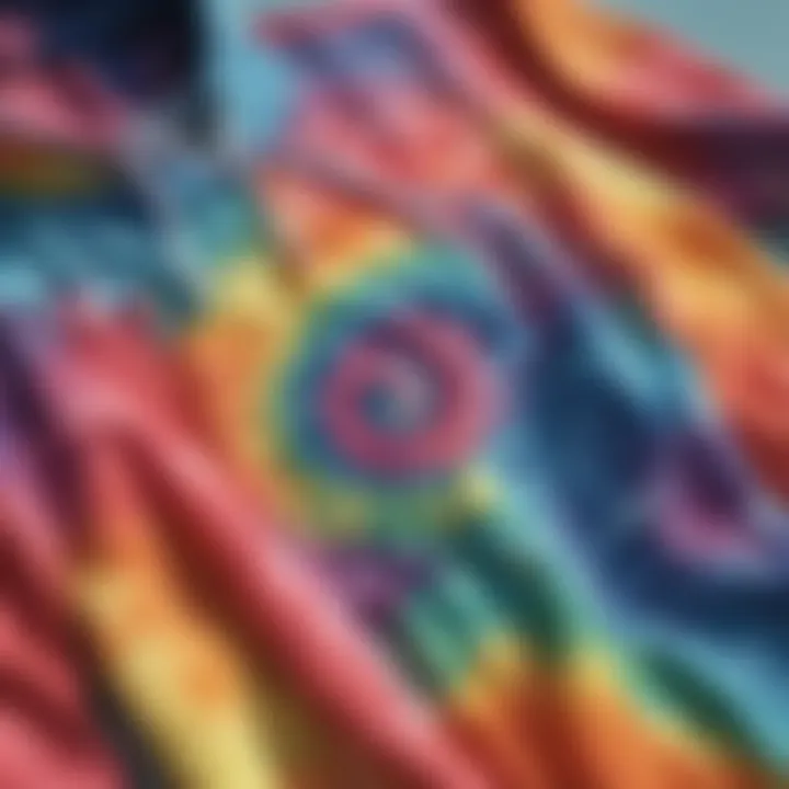 Close-up of tie dye technique showcasing vibrant colors and patterns