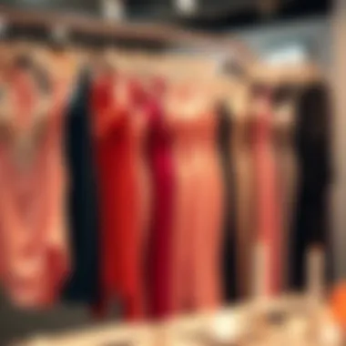 A stunning array of tiny tight dresses displayed on a fashionable rack.