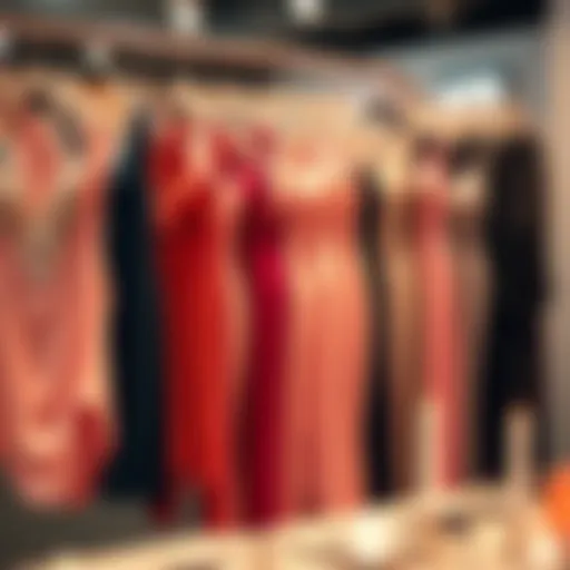 Diverse Styles of Tiny Tight Dresses A stunning array of tiny tight dresses displayed on a fashionable rack.