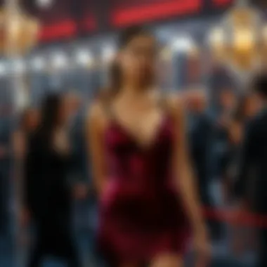 An elegant model showcasing a tiny tight dress at a high-profile event.