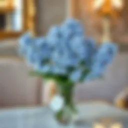 A stunning arrangement of forget me not faux flowers in a chic vase