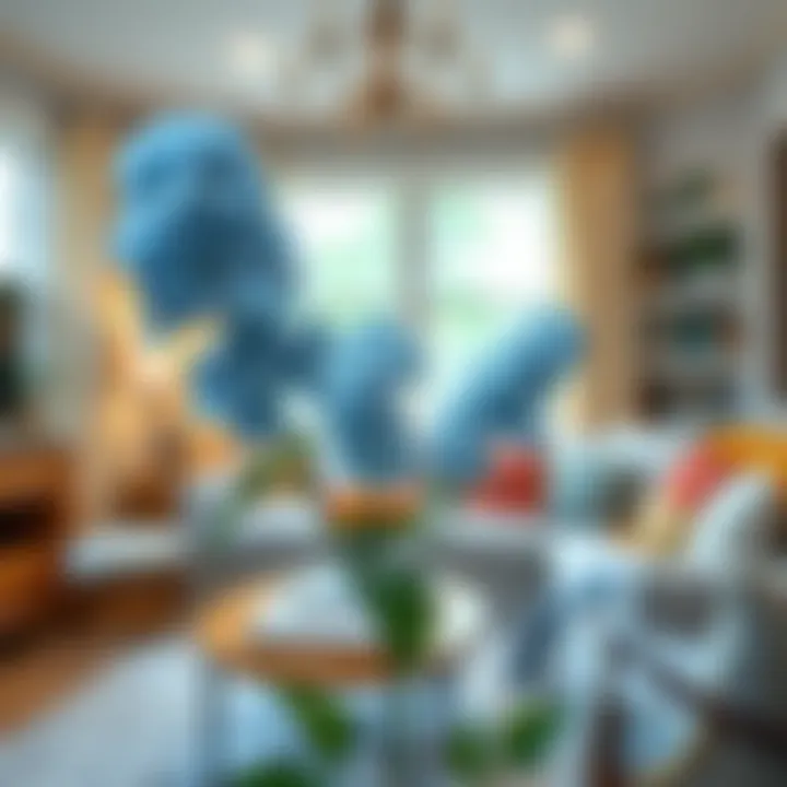 A beautifully styled room featuring forget me not faux flowers as decor