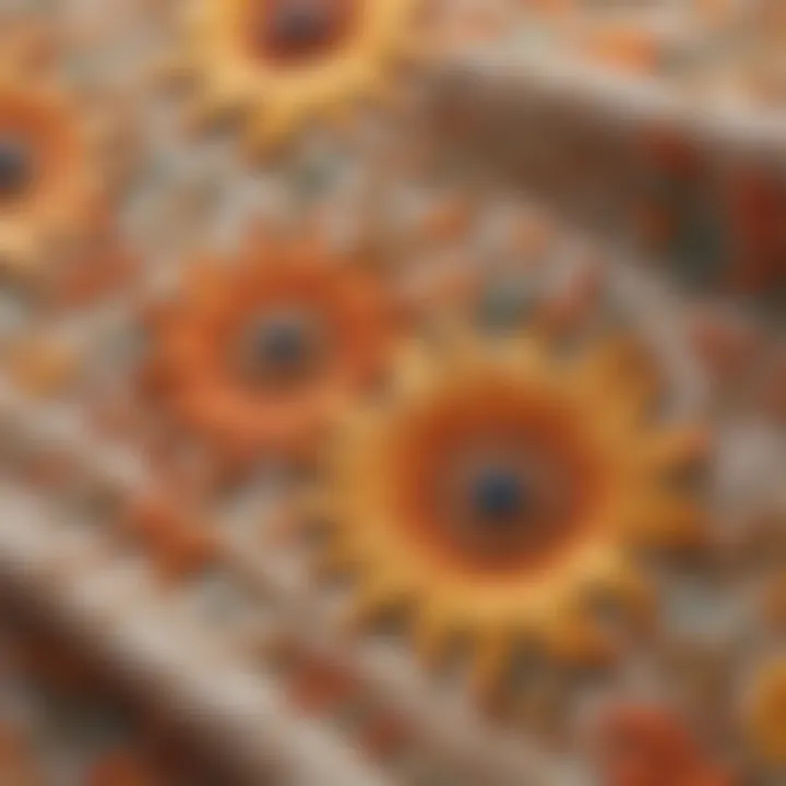 Close-up of soft, breathable fabric showcasing the intricate patterns of a sun dress.